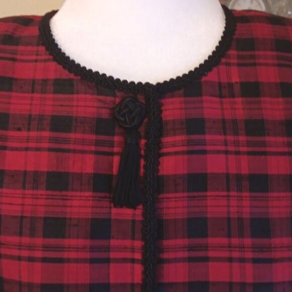 Maggy London Silk Plaid Cropped Jacket, Holiday, Schoolgirlcore - Picture 2 of 8